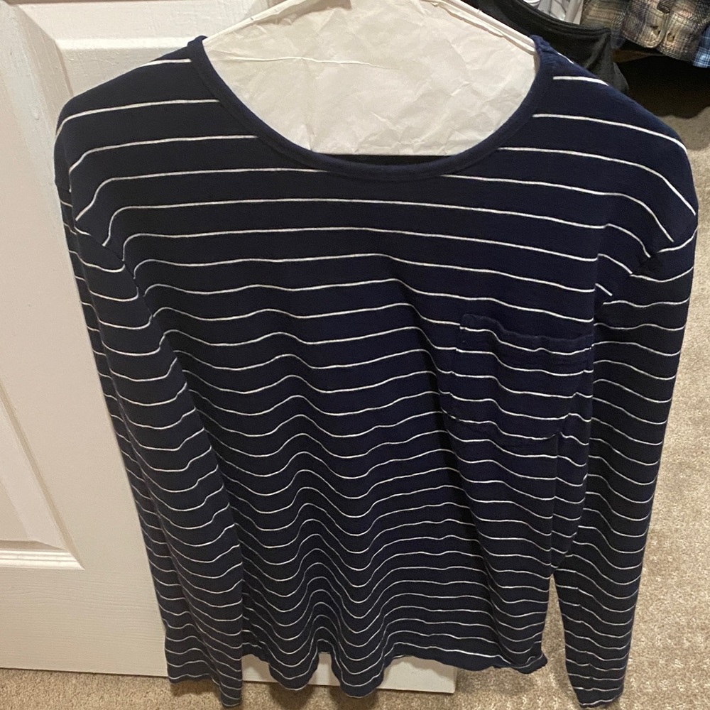 J. Crew Navy and Cream Knit Top
